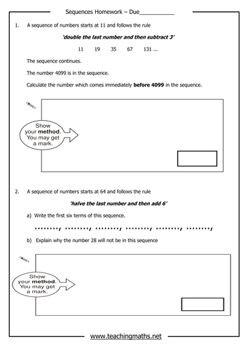 introduction to sequences and patterns resources tes