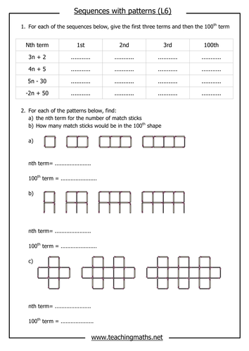 introduction to sequences and patterns resources tes