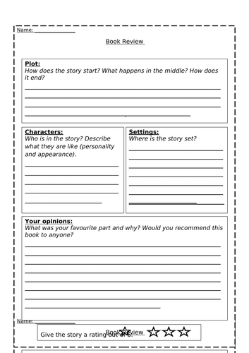 ks2 book review template tes