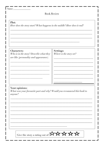 book review worksheet year 3