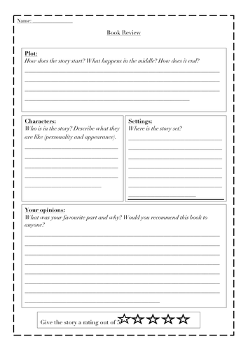 book review template 8th grade