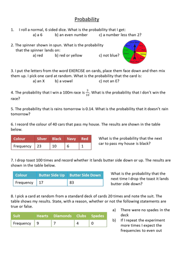 Probability Level 5 worksheet | Teaching Resources