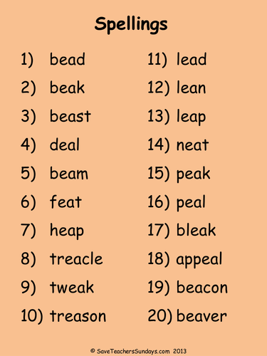 Year 5 Spellings Words Lists New 2014 Curriculum By SaveTeachersSundays Teaching Resources TES