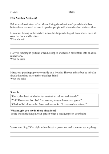 creative writing help sheet