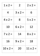 Times Tables Pairs Game - 3,4, 5, 8, 10 Tables 