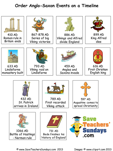 Anglo-Saxon and Viking timeline - events to order by