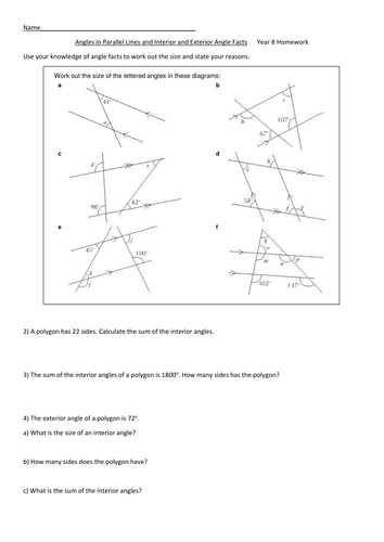 level 6 angles homework sheet | Teaching Resources