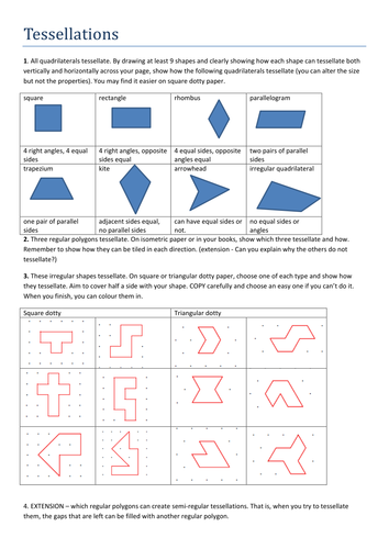 Tessellations worksheet by Tristanjones Teaching