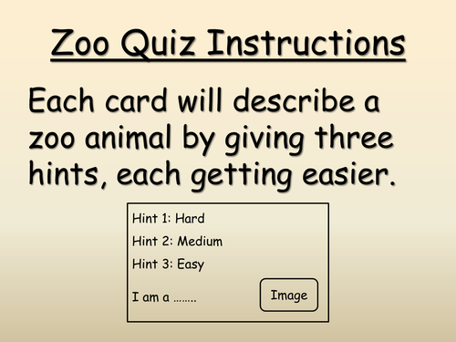 Zoo animal quiz | Teaching Resources