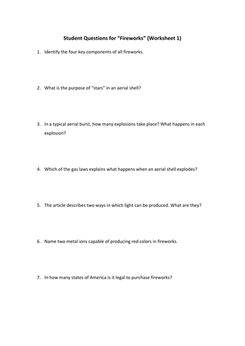 Atoms L8 - The Science of Fireworks | Teaching Resources