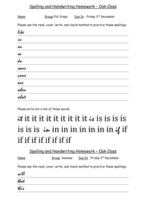 Handwriting homework sheets image