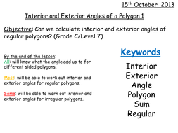 Interior Exterior Angles Polygons Grade C Level 7