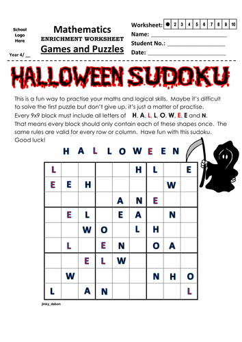 Halloween Themed Sudoku (9x9)