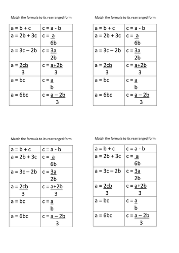 Rearranging Formula | Teaching Resources