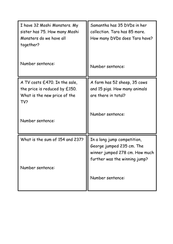 Addition and subtraction word problems year 4 5 teaching resources