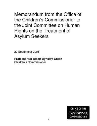 Memorandum to Human Rights Committee | Teaching Resources