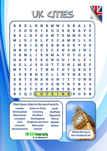 UK cities word search | Teaching Resources