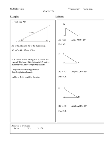 Trigonometry Revision Worksheets | Teaching Resources