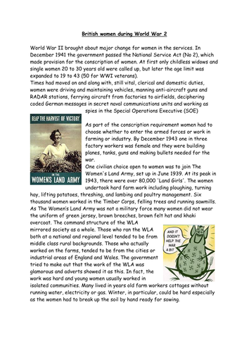 British women during World War 2 | Teaching Resources