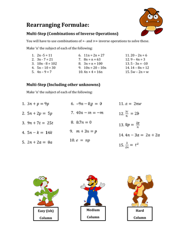 Printables Rearranging Formulas Worksheet rearranging formulae various worksheets by mej teaching resources tes