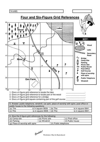 4 and 6 figure grid references teaching resources