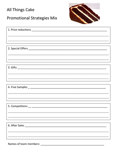 Promotional Mix Student Centred Activity Teaching Resources