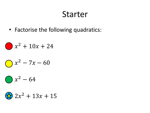 Solving Quadratic Equations - Sequence of Lessons | Teaching Resources