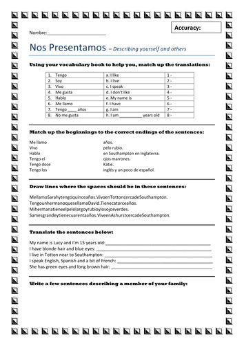 Free Printable Spanish Worksheets Ks3