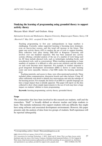 Studying the learning of programming | Teaching Resources