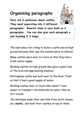 Organising Paragraphs Y4 Y5 Y6 Teaching Resources