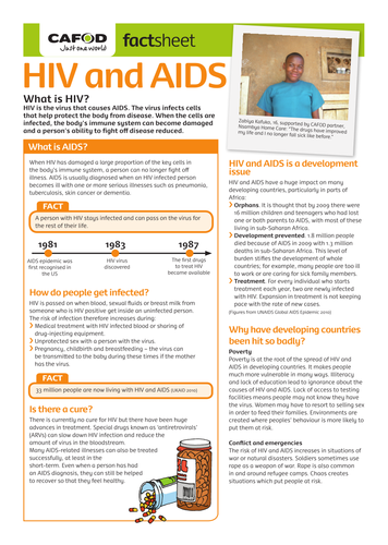 Hiv And Aids Factsheet Teaching Resources