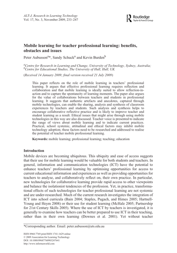 Mobile learning for teacher professional learning | Teaching Resources