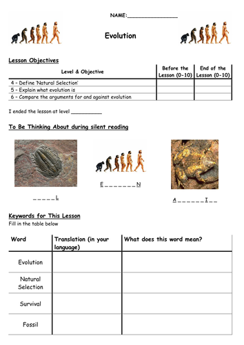 Printables Evolution Worksheet evolution worksheet pichaglobal by biscuitcrumbs teaching resources tes