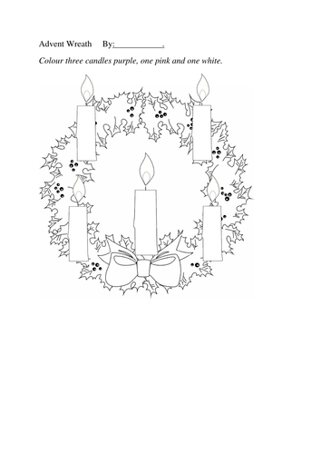 Advent Wreath Colouring Sheet Five Candles | Teaching Resources