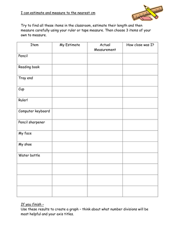 length measuring activity teaching resources