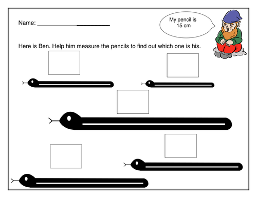 Simple measuring length worksheet | Teaching Resources