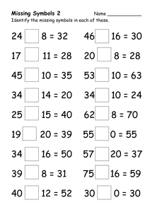 work  children to number y2 out the worksheets for Worksheets symbol,  different missing missing for