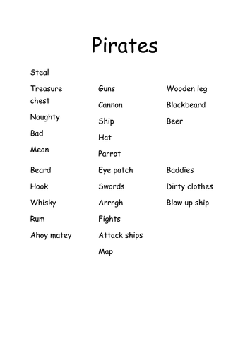 booklet ks3 handwriting tes Treasure map word pirate symbols/ story bank by