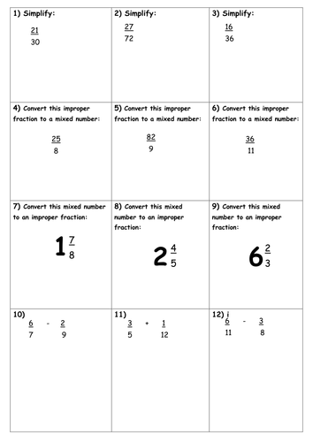 Fractions/Algebraic Fractions | Teaching Resources
