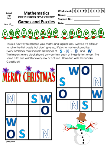 Christmas Themed Word Sudoku (4x4)