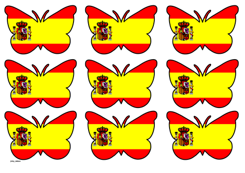 Butterfly Themed Spain Flag | Teaching Resources