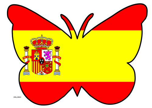 Butterfly Themed Spain Flag | Teaching Resources