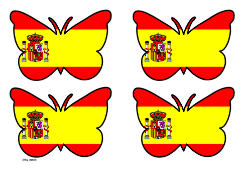 Butterfly Themed Spain Flag