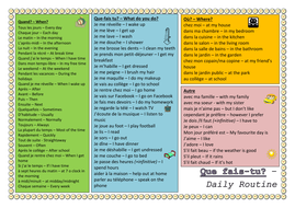 ks3 french daily routine vocabulary worksheet by dannielle89