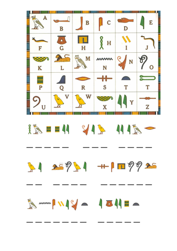 Worksheets Hieroglyphics Worksheet y3 ancient egypt topic hieroglyphics by nikkiw 267 teaching decipher hieroglyphs doc