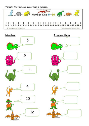 Editable 1 more than worksheets with Dinosaurs | Teaching Resources