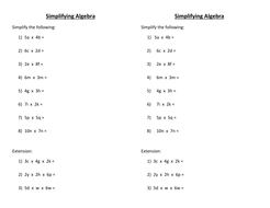 Simplifying Algebra Worksheet by Jane141 - Teaching ...