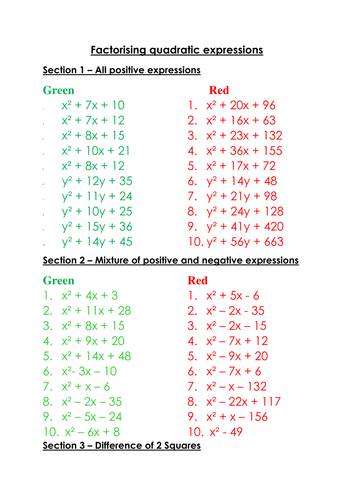 Factorising in Double Brackets Resources | Tes