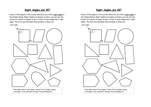 Right angles in 2D shapes, KS1 Maths