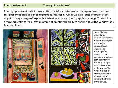 Photo-Assignment 'Through the Window | Teaching Resources